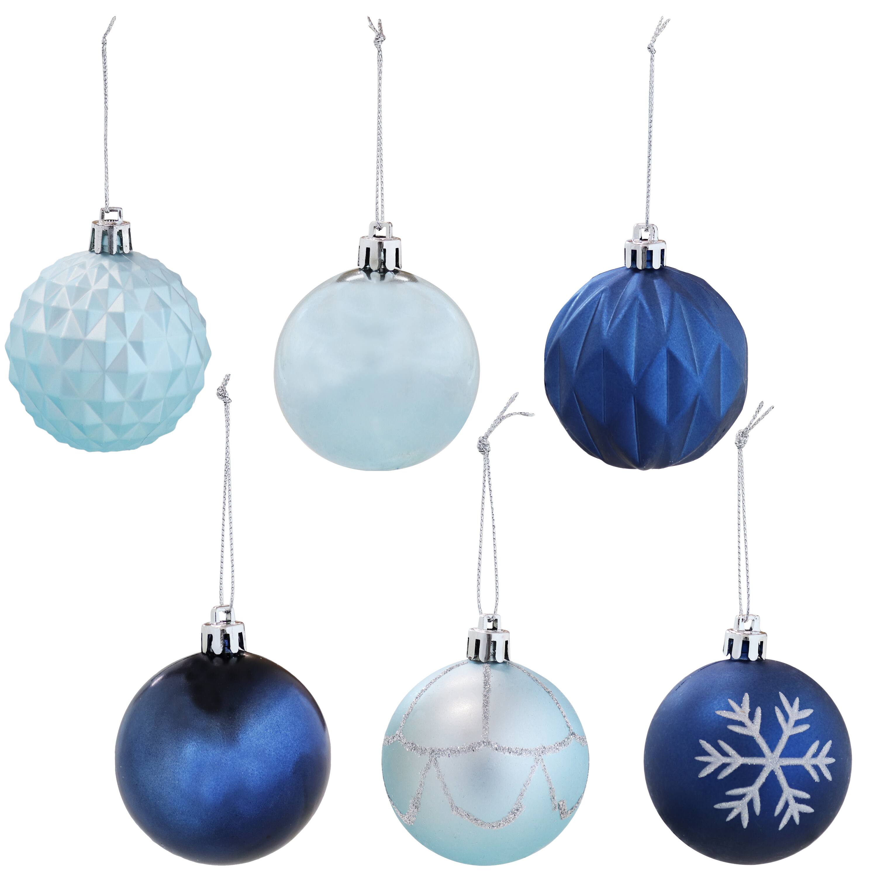 Alt View 4. Sunnydaze - Winter Wonderland 100-Piece Assorted Ornament Set - Blue and Silver.