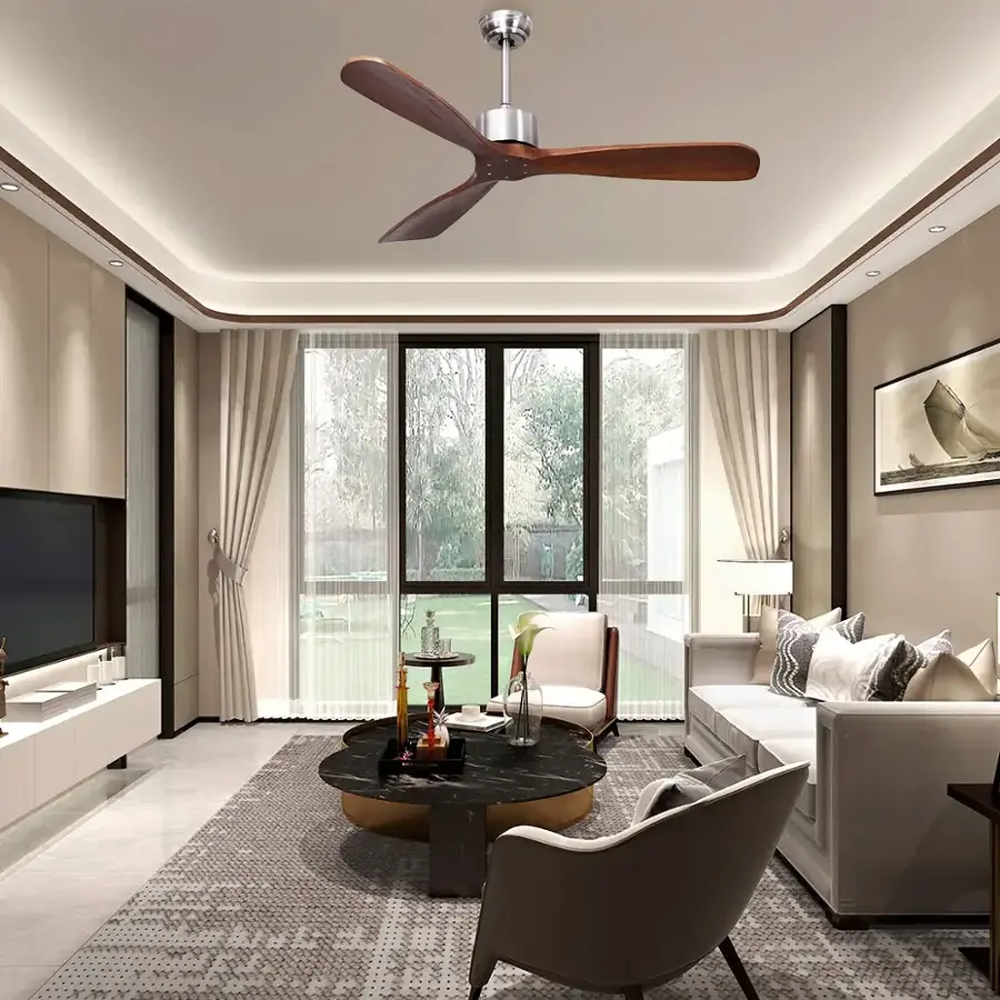 Alt View 19. Costway - Costway 52" Modern Ceiling Fan Indoor/Outdoor Brushed Nickel Finish with Remote - Brushed Nickel + Burlywood.