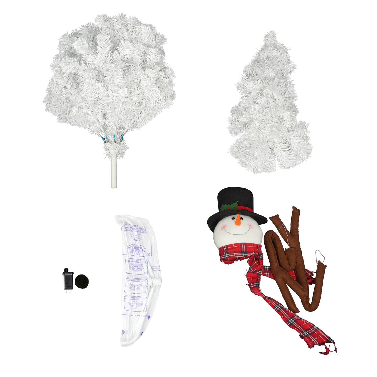 Alt View 8. Ecooso - 4ft Pre-lit Christmas Tree with 100 Lights, Snowman-Shaped Artificial Christmas Tree,  Xmas Tree with 380 Branch Tips - White.