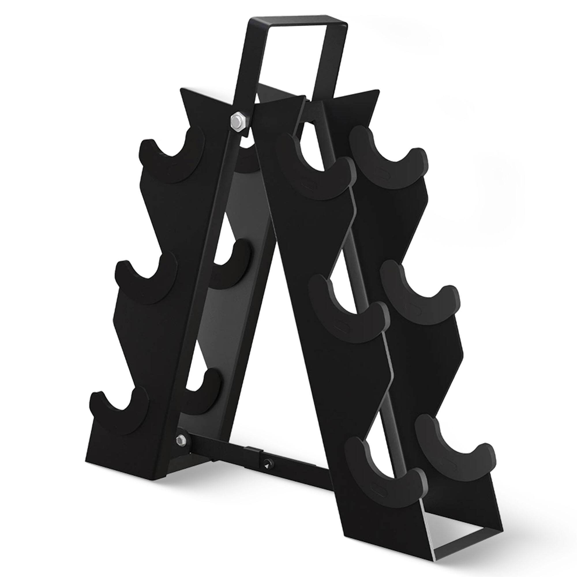 Alt View 8. BalanceFrom Fitness - BalanceFrom Rubber Encased Hex Dumbbell Set, 5, 8 & 10 Pound Pairs w/ Metal Rack - Black.