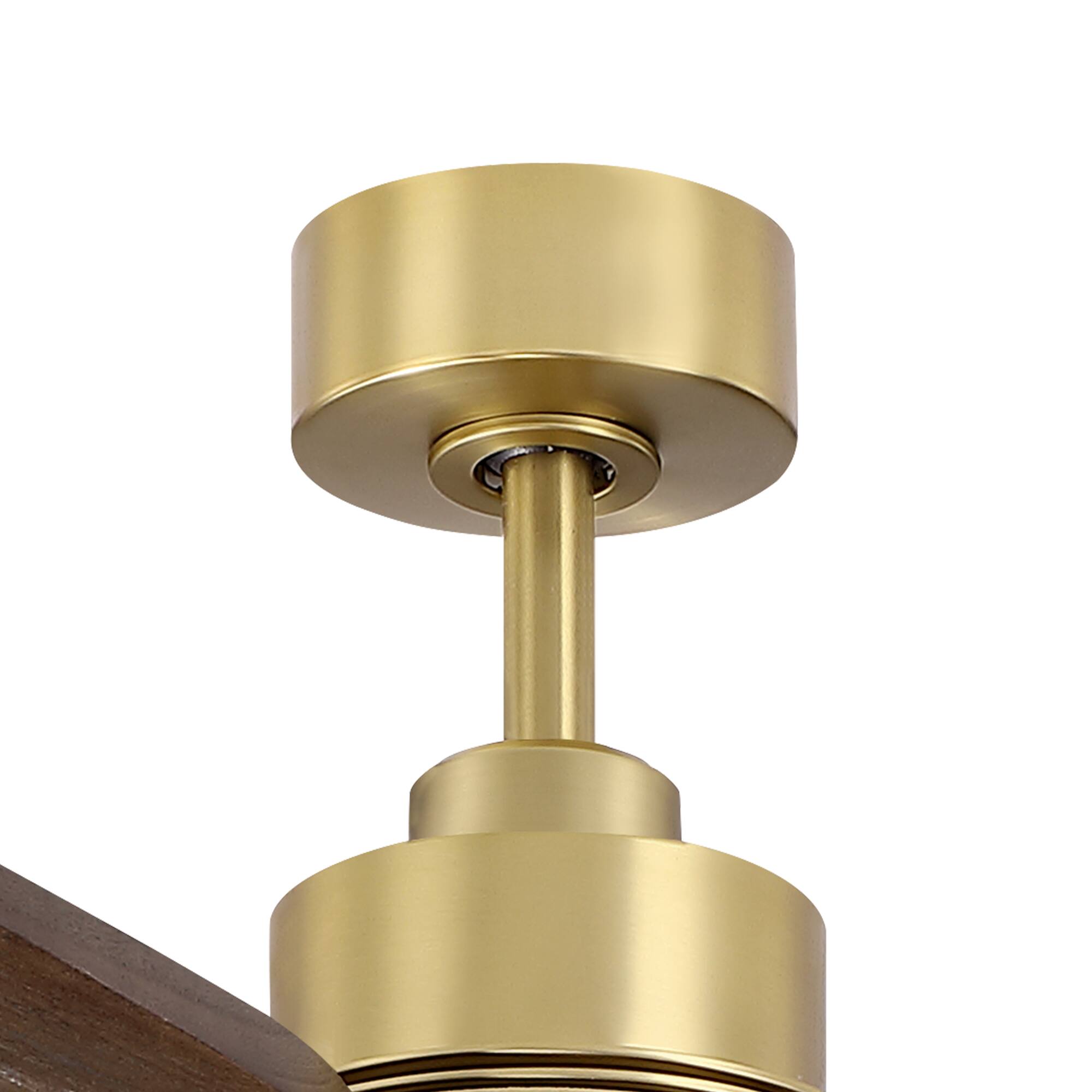 Alt View 4. Parrot Uncle - 84" Vintage Solid Wood Large Ceiling Fan with Diammable LED Light and Remote - Brass.