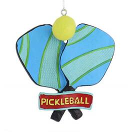 Ganz - Pickle Ball Rackets with Ball Resin Christmas Tree Ornament 3.75 inch - Multicolor