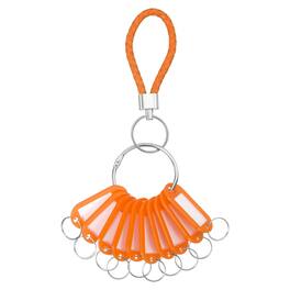 Unique Bargains - 10pcs Key Tags with Labels, Key Organizer Markers with Bold Steel Ring and Braided Strap for Home Office - Orange Strap, Orange Tags