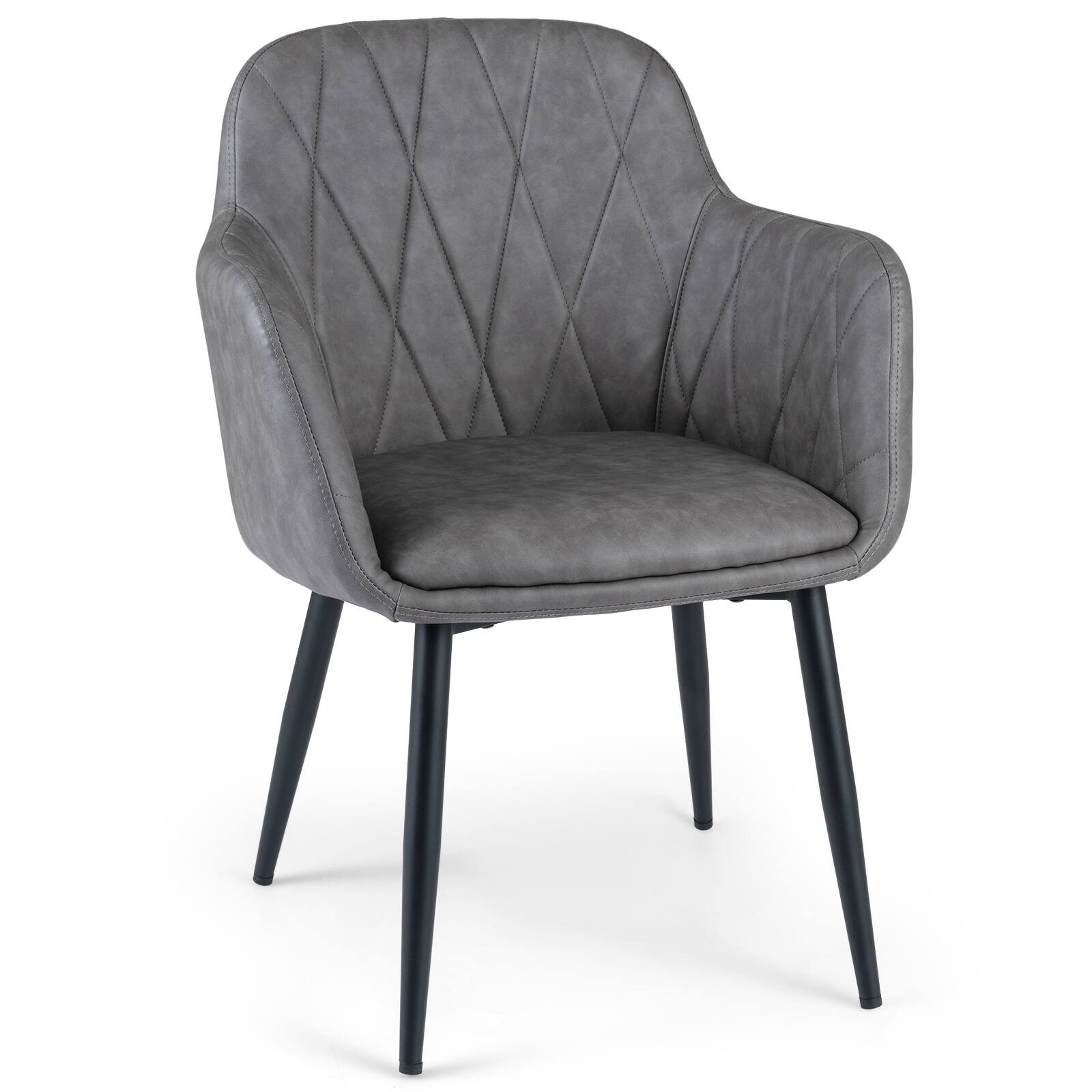 Alt View 7. Gymax - Gymax Dining Chairs Set of 4 Upholstered PU Leather Kitchen Chairs w/Curved Back Grey - Gray.