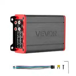 VEVOR - 4 Channel Car Audio Amplifier 2 Ohm Stable Bridgeable Class D Full Range Amp Max Power 4 x 120W @ 4 Ohm / 4 x 200W - Titanium Gray