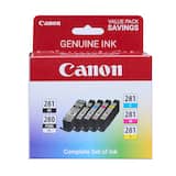 Canon - PGI-280 XL / CLI-281 5-Pack High-Yield - Pigment Black, Standard Capacity Ink Cartridges - Black/Cyan/Magenta/Yellow
