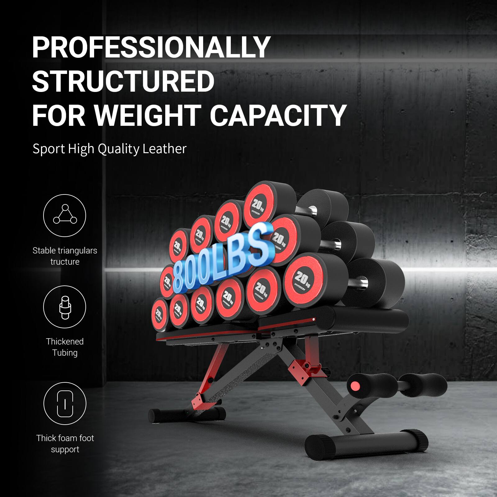 PROFESSIONALLY STRUCTURED FOR WEIGHT CAPACITY

Sport High Quality Leather

Stable triangular structure

Thickened Tubing

Thick foam foot support