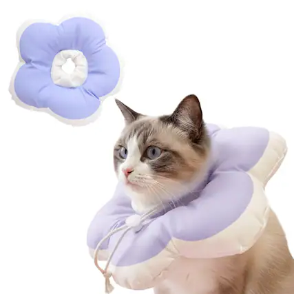 Front. PawsPik - PawsPik Plush Flower Dog & Cat Recovery Collar, Purple, Small - Purple.