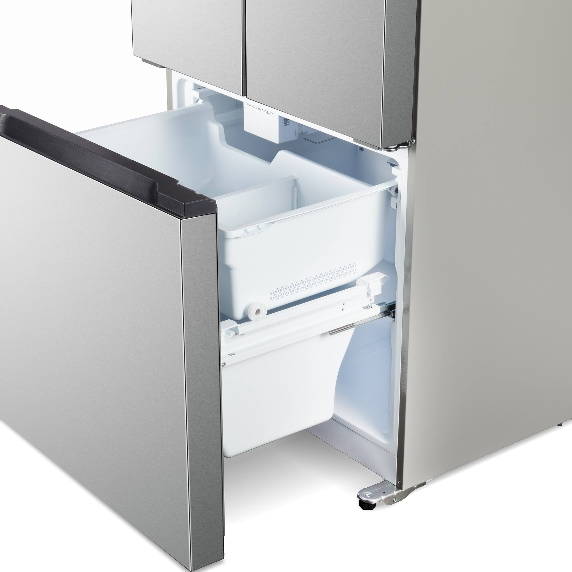 Alt View 3. COSMO - COS-RFFV183RS 30 in. 17.5 cu. ft. Counter Depth 3-Door French Door Refrigerator,  Freezer Drawer and Recessed Handles - Stainless Steel.