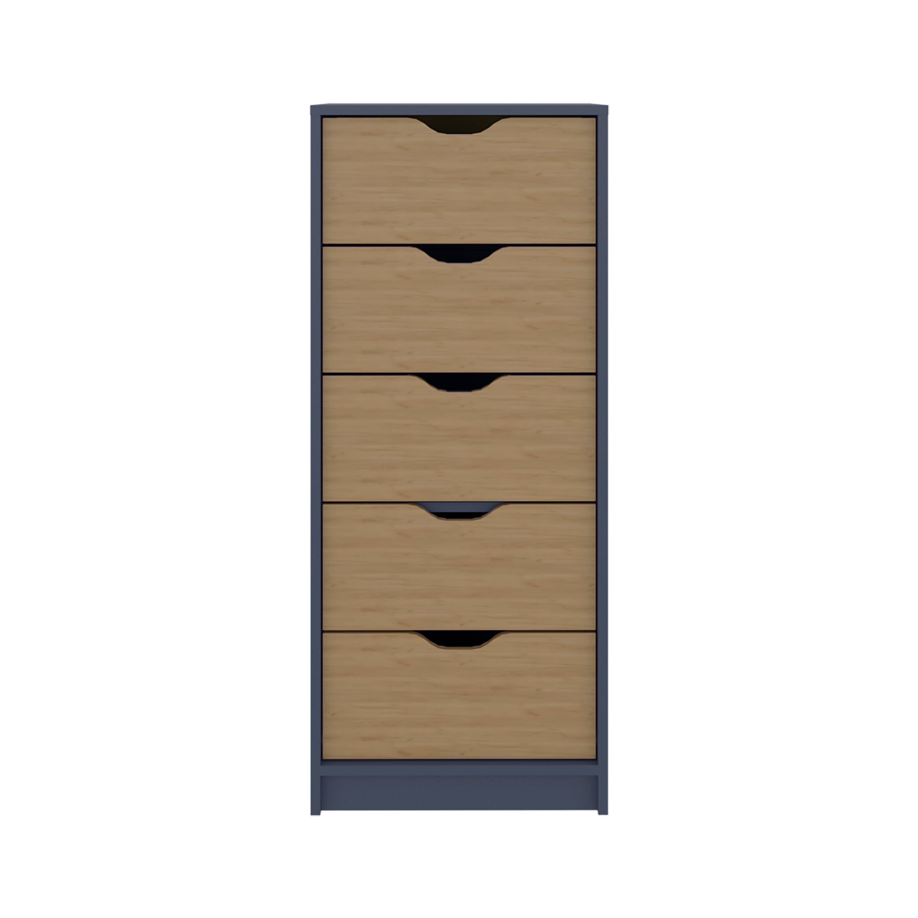 Alt View 4. TinyHomie - Dresser 42.4in H 1 Drawer 5 Shelves Alby Blue / Natural Oak - Bedroom - Natural and  Blue.