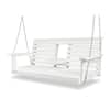 Front. Fortune Candy - HIPS Poly Lumber 3-Seat Porch Swing, 5ft Bench Swing with Foldable Cup Holders & 18/8 Steel Hardware - White.