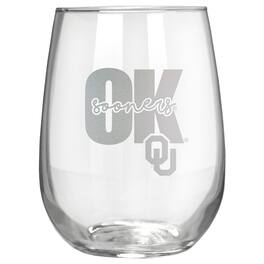 Great American Products - Oklahoma Sooners Etched 17oz. City Stemless Wine Glass - Multicolor