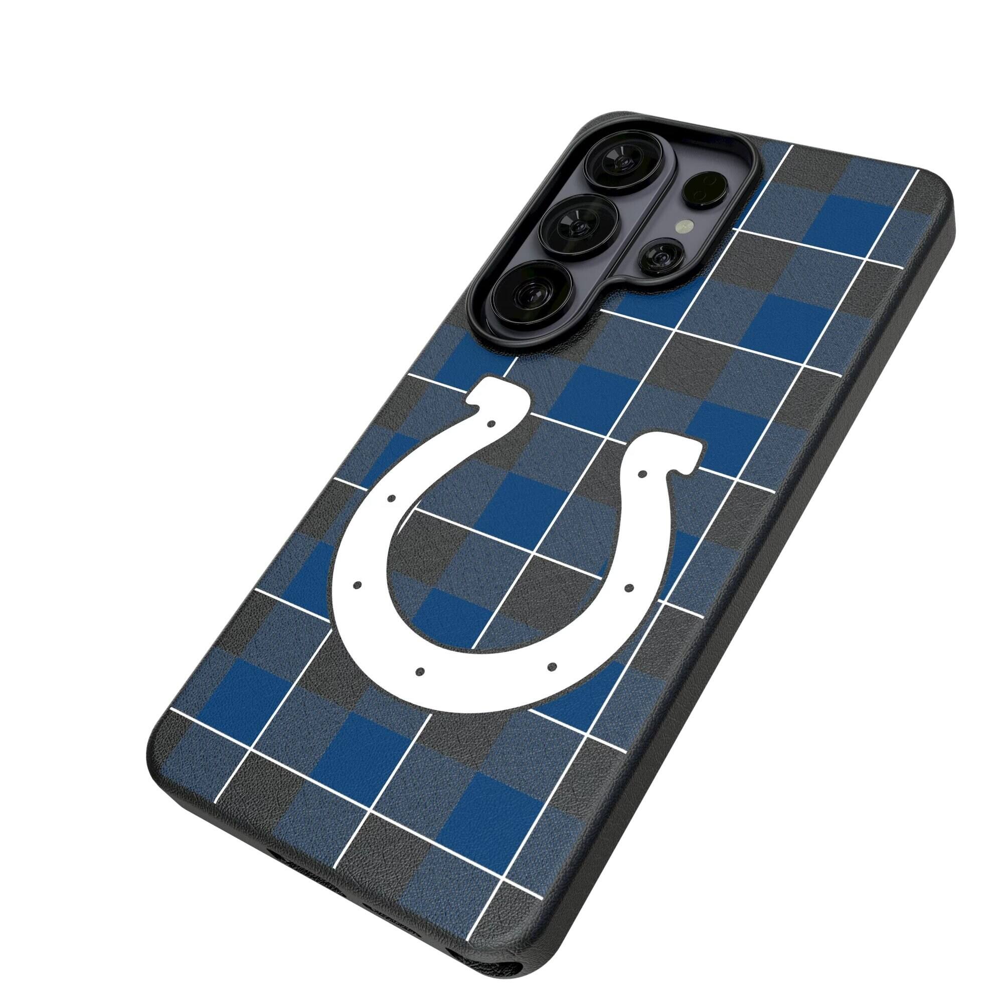 Alt View 1. Keyscaper - Indianapolis Colts Plaid Galaxy Magnetic Bump Case - S26 Ultra - Black.