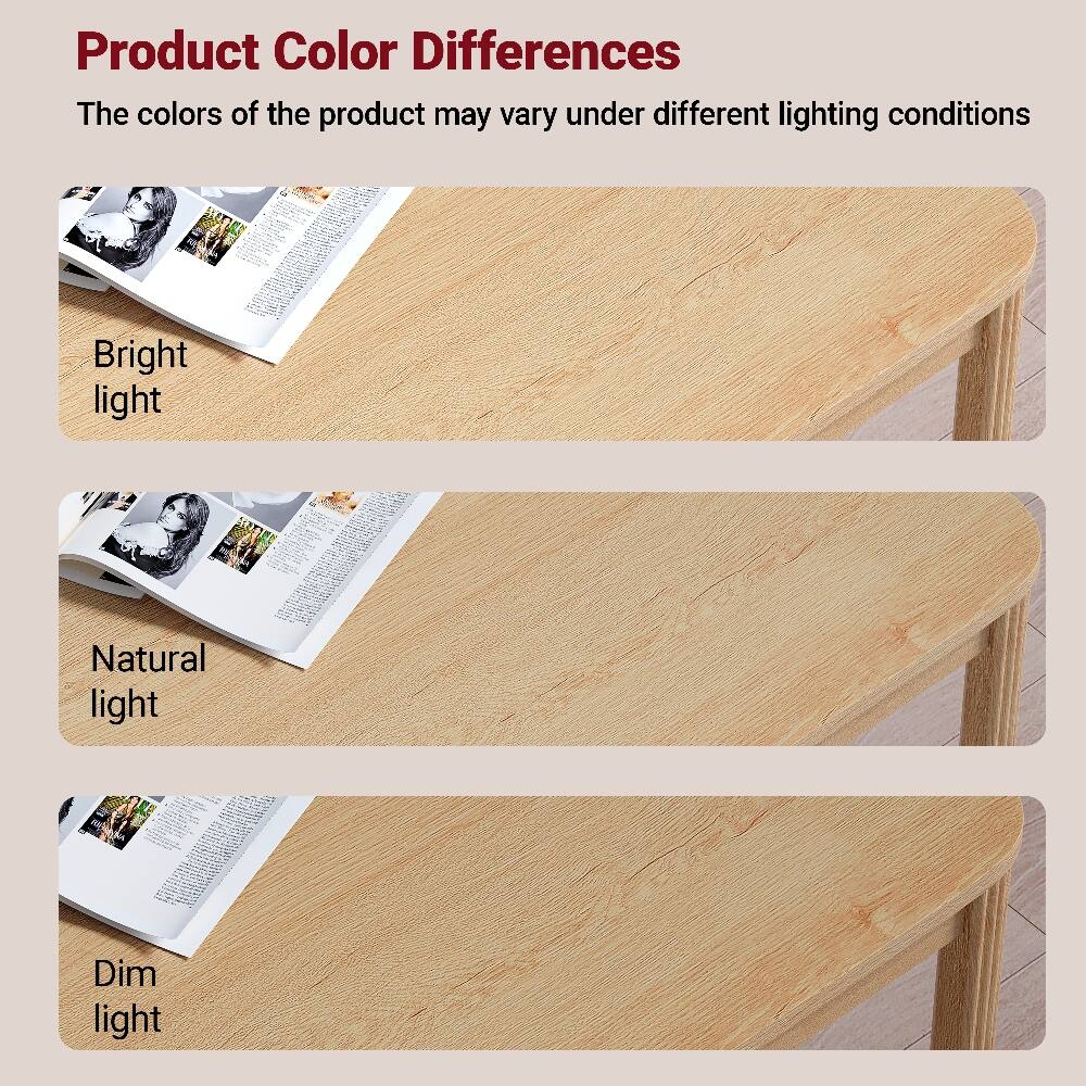 Product Color Differences  
The colors of the product may vary under different lighting conditions  

Bright light  
Natural light  
Dim light