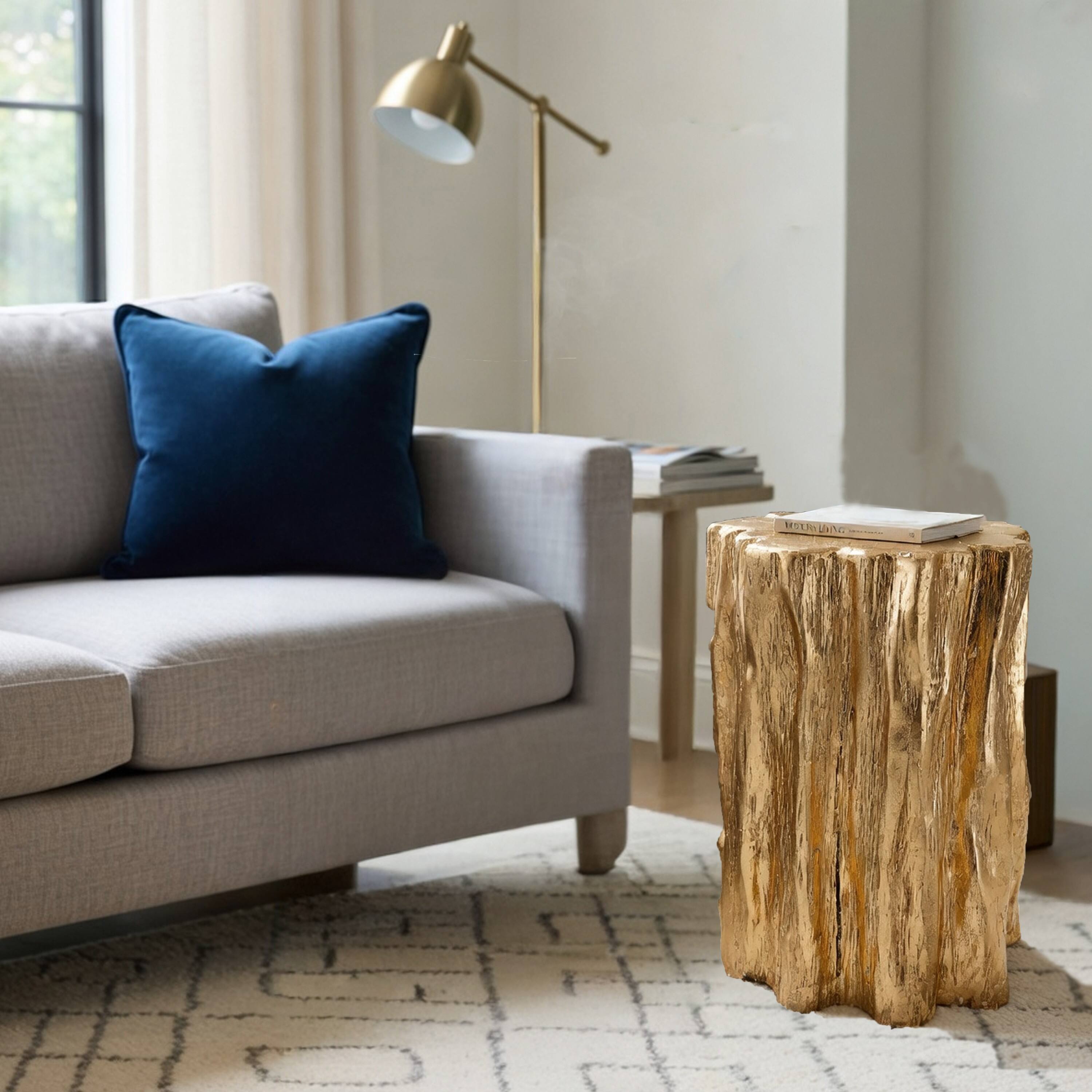 Alt View 7. Manhattan Lane - Well Designed Nature Inspired Tree Trunk Stool - Gold.