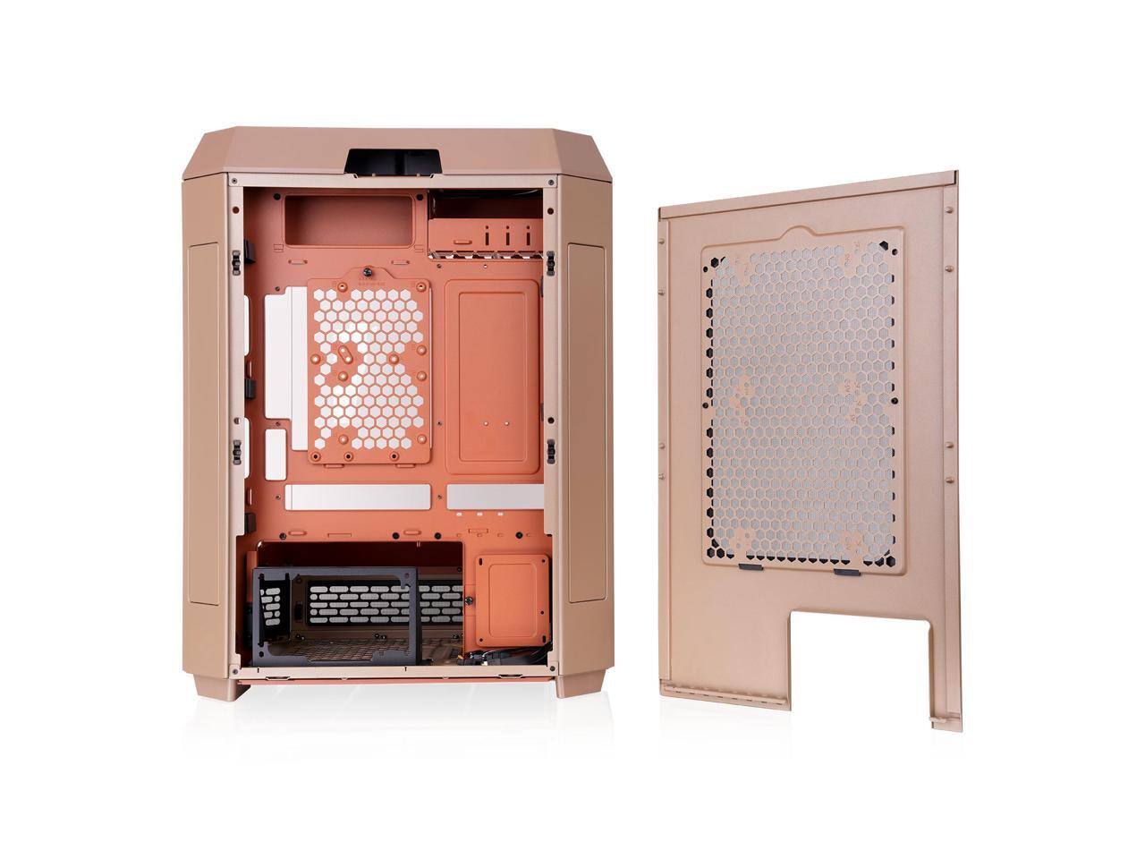 Alt View 3. Thermaltake - Thermaltake Tower 600; 2x140mm Fans; 420mm Rad; 400mm GPU; Hidden Connectors; Rotatable Slots; Gravel Sand - Gravel Sand.