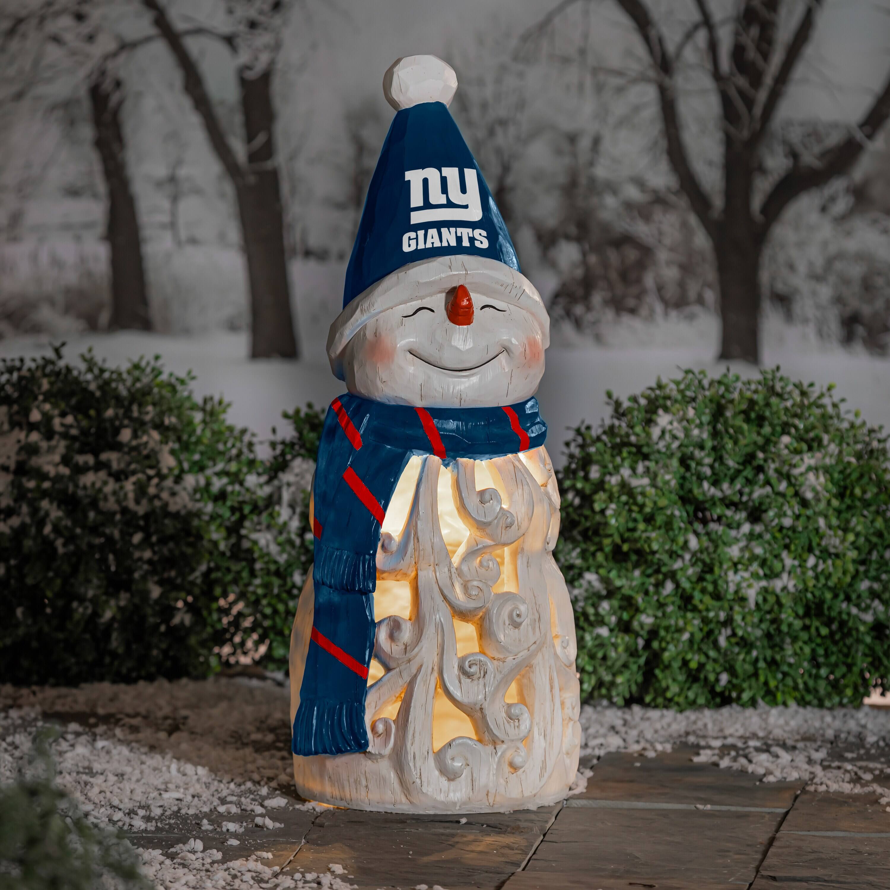 Alt View 1. Evergreen Enterprises - New York Giants 26" LED Snowman Garden Statue - White.