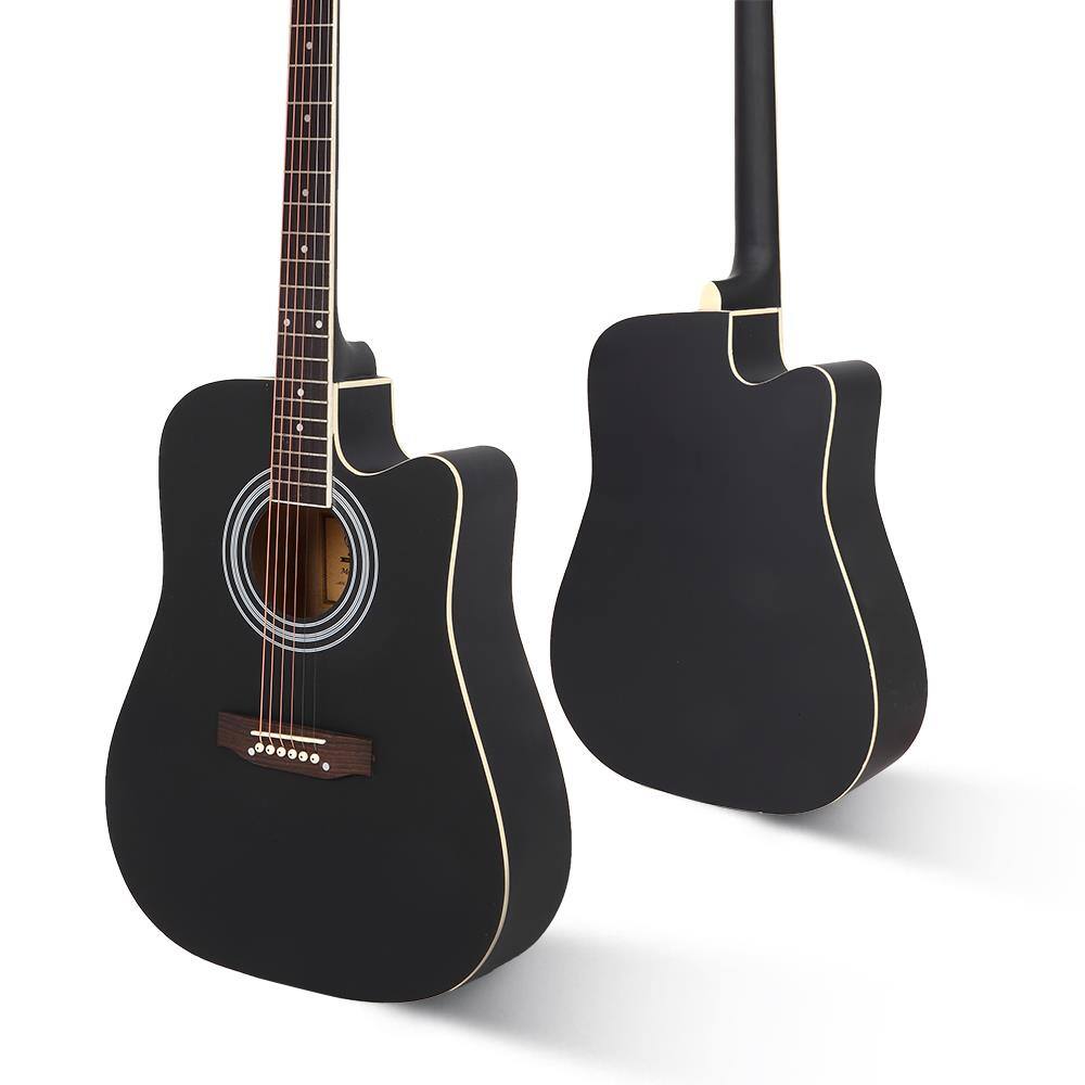 Alt View 1. Winado - 41" Full Size Adult 6 Strings Cutaway Folk Acoustic Guitar With Bag Black.