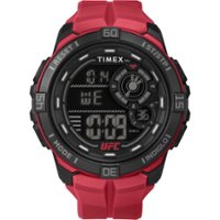 Timex - Men's UFC Rush 52mm Watch - Red Strap Digital Dial Black Case - Red - Front_Zoom