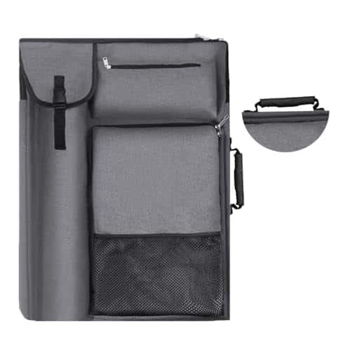 Cozy Serene - Art Portfolio Case 18 X 24 Bag For Artwork/board/project/drawing Artist Backpack(navy Blue) - Gray