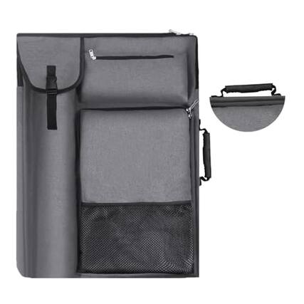 Front. Cozy Serene - Art Portfolio Case 18 X 24 Bag For Artwork/board/project/drawing Artist Backpack(navy Blue). - gray.