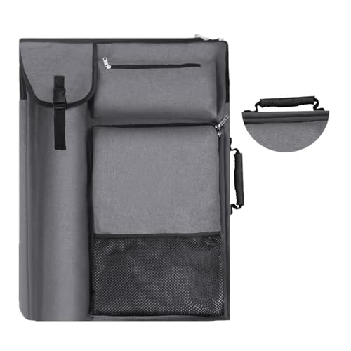 Front. Cozy Serene - Art Portfolio Case 18 X 24 Bag For Artwork/board/project/drawing Artist Backpack(navy Blue). - gray.