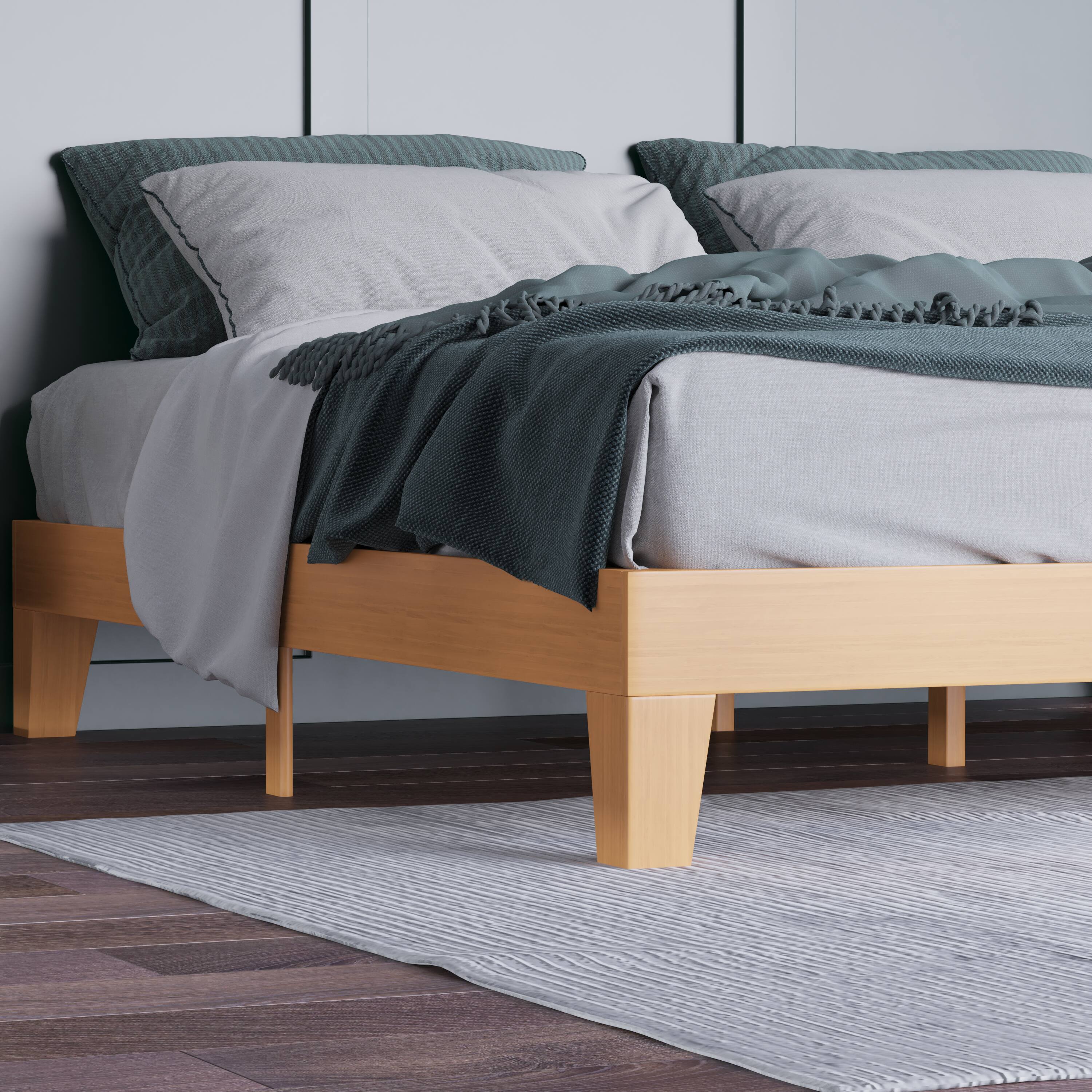 Alt View 3. Emma + Oliver - Avila Wooden Platform Bed with Wooden Support Slats; No Box Spring or Foundation Required - Natural.