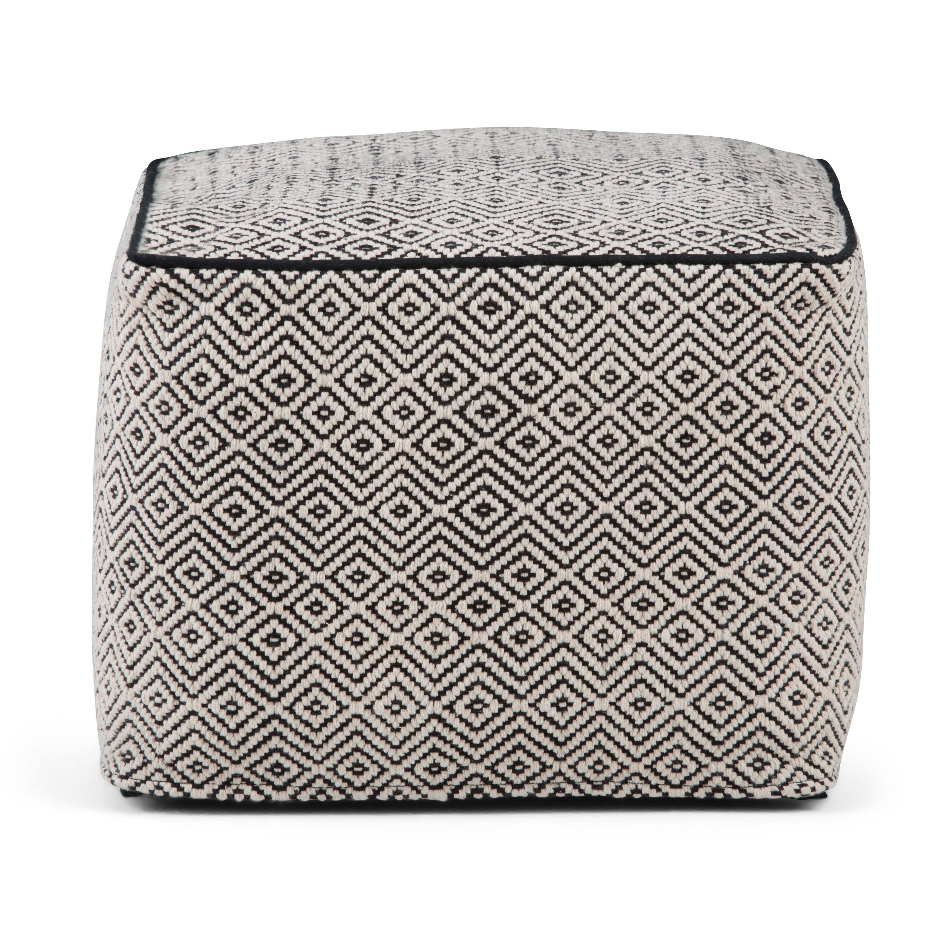 Left. Simpli Home - Brynn Square Pouf - Patterned Black, Natural.