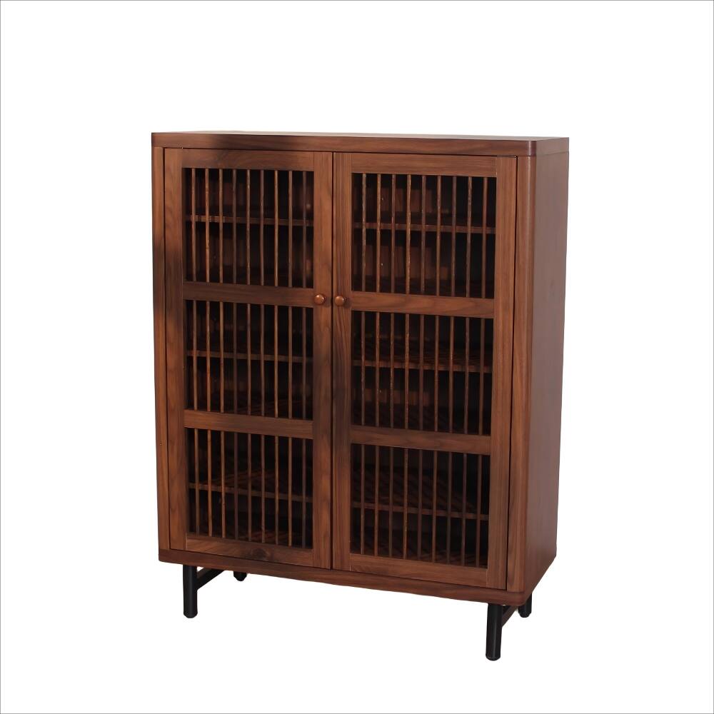 Left. Loheer - Loheer walnut 6-tier entryway shoe cabinet, wooden modern rack organizer - Walnut.
