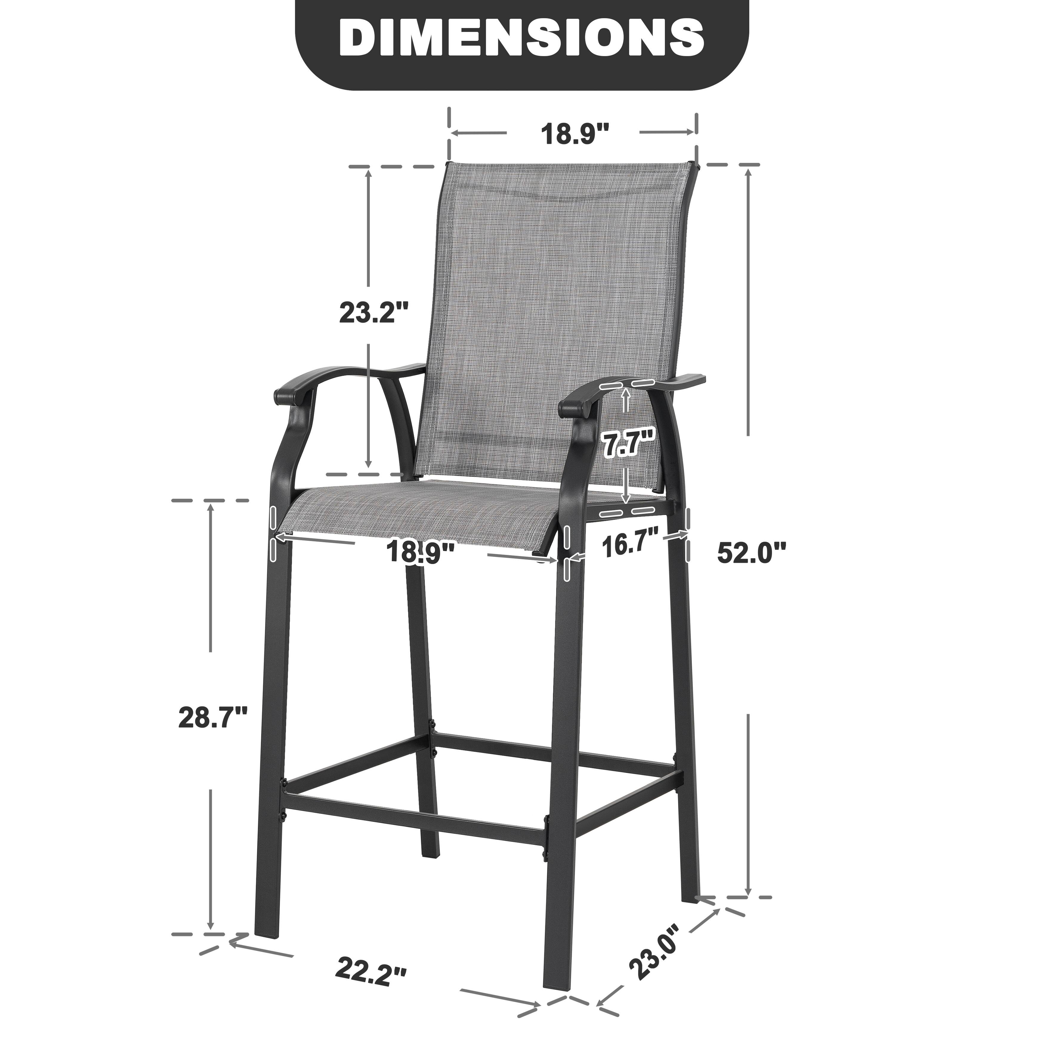 DIMENSIONS  
18.9" 23.2" 7.7" 18.9" 16.7" 52.0" 28.7" 22.2" 23.0"