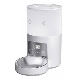 Cluzine - Automatic WiFi Smart Pet Feeder with LCD Screen, Timer Function, Portable Design for Dogs & Cats - White