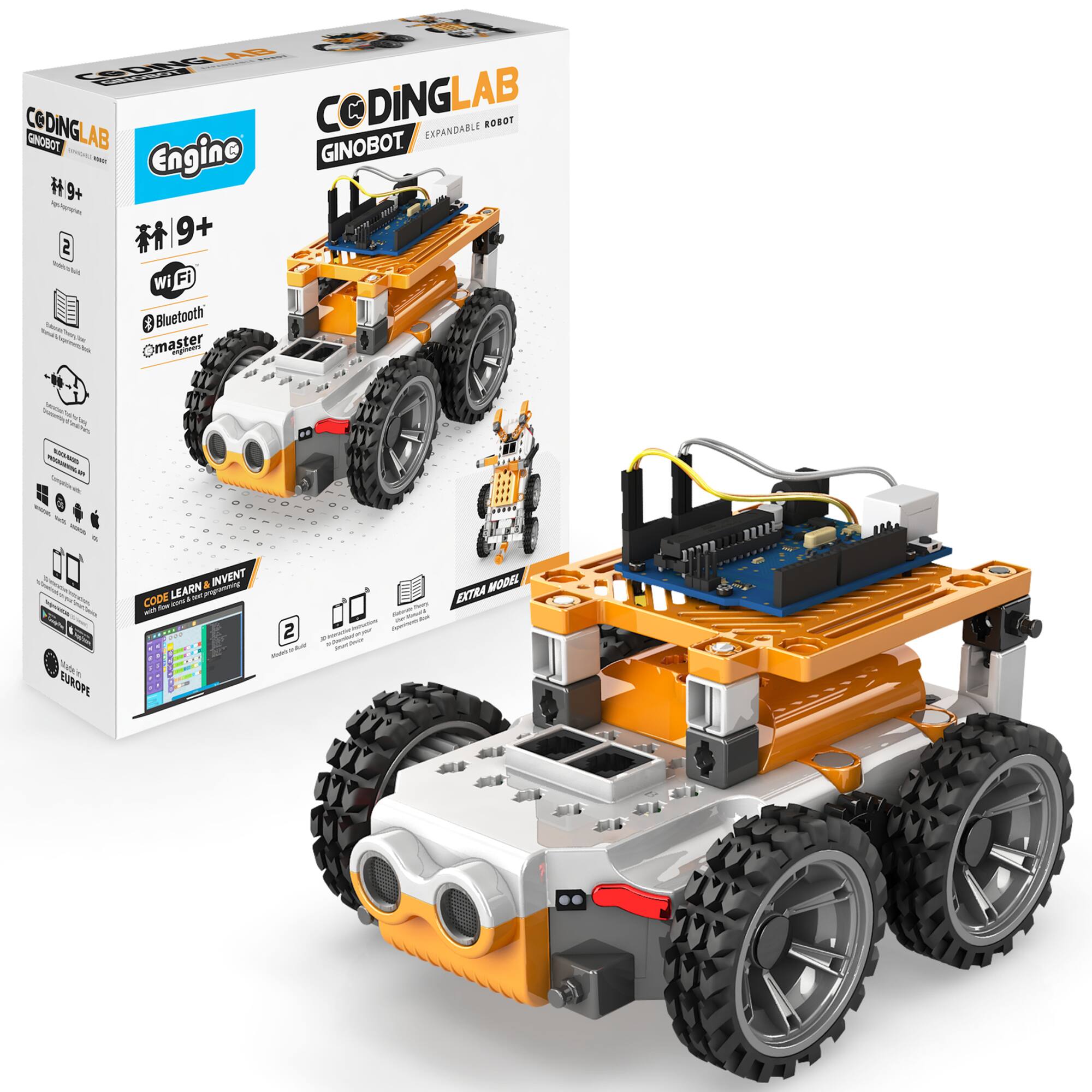 Engino - Engino: Coding Lab - Ginobot - 2 Model Expandable Robot Building Set - Multicolor