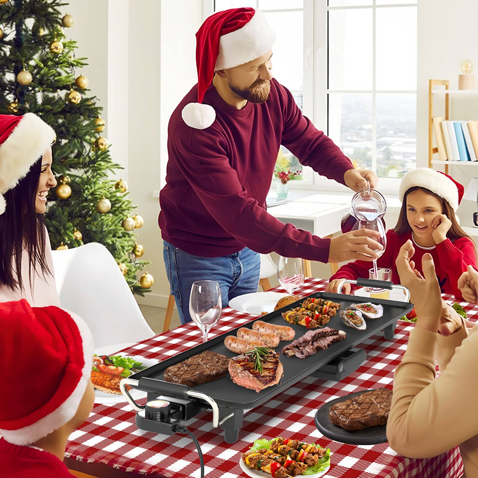 Alt View 1. Gymax - Gymax 27'' Large Electric Griddle w/ Adjustable Temperature Thermostats and Drip Tray - Black.