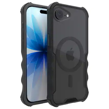 Front. Smartish - Smartish iPhone 17e/16e MagSafe Case - Gripzilla - Heavy Duty Armor Cover - Clearly Black - Clear.