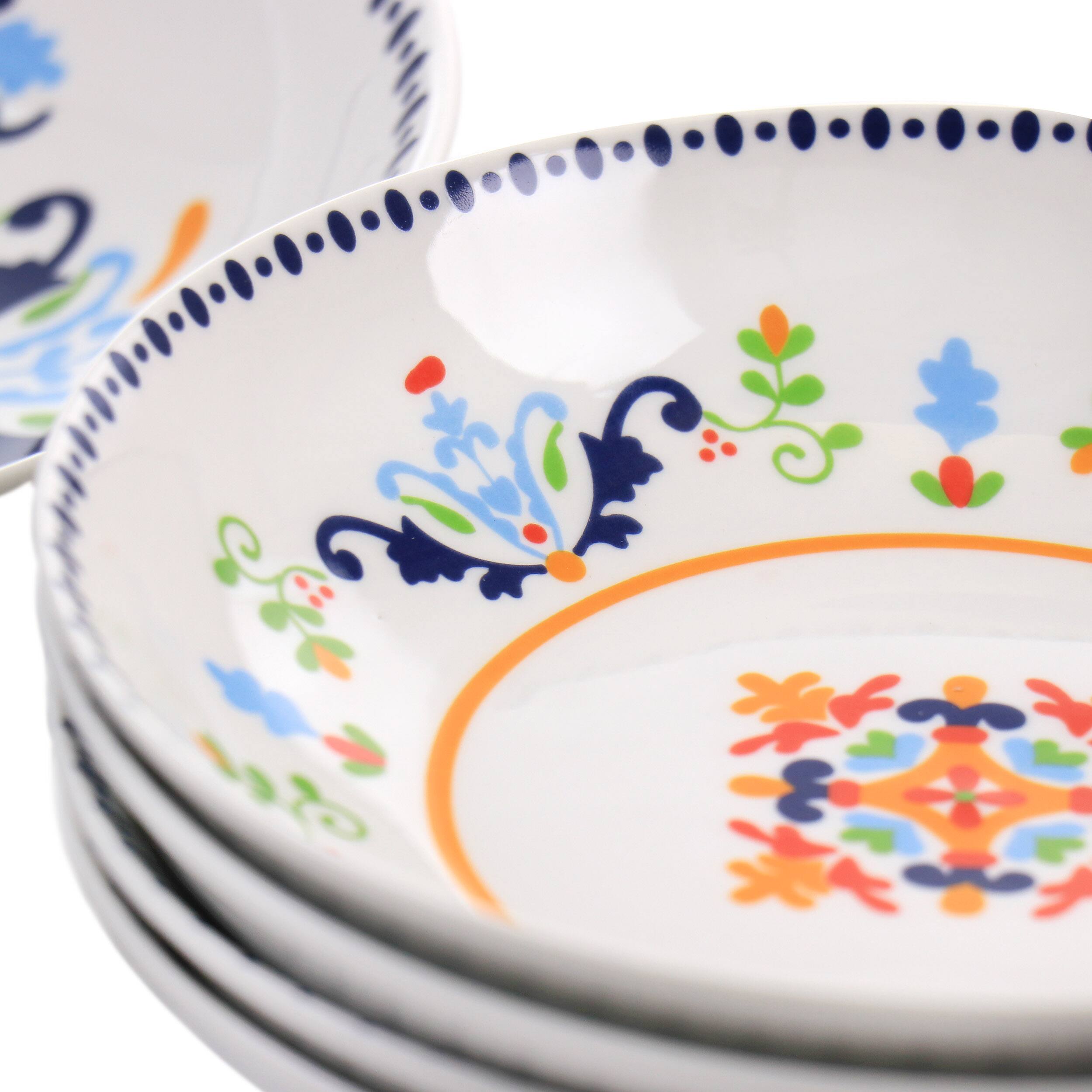 Alt View 5. Gibson - Gibson Home Tijuana 5 Piece Fine Cermic Pasta Bowl Set in White and Multi - Multi.