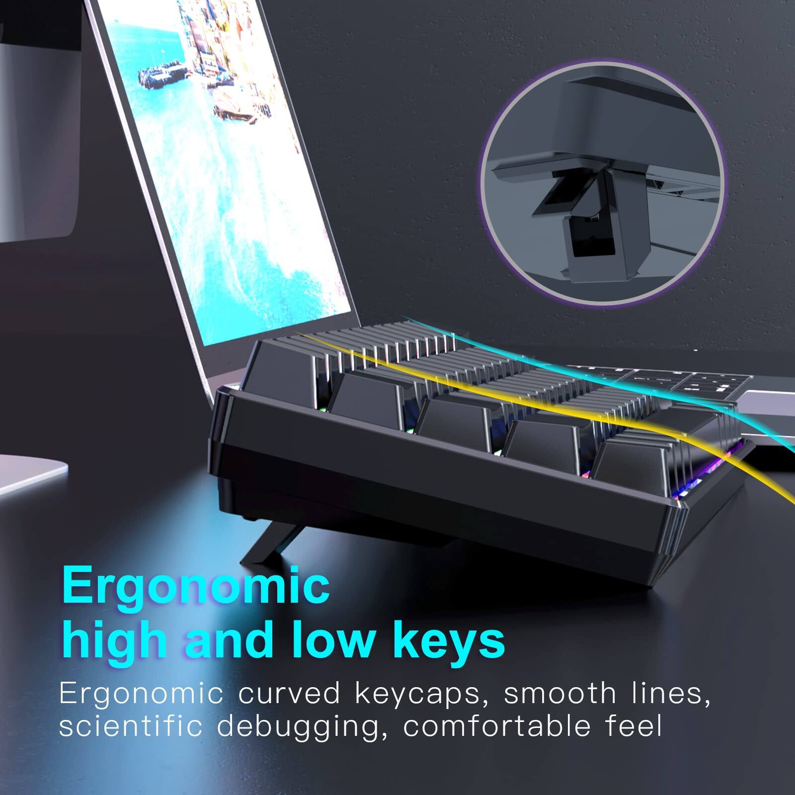 Ergonomic high and low keys

Ergonomic curved keycaps, smooth lines, scientific debugging, comfortable feel