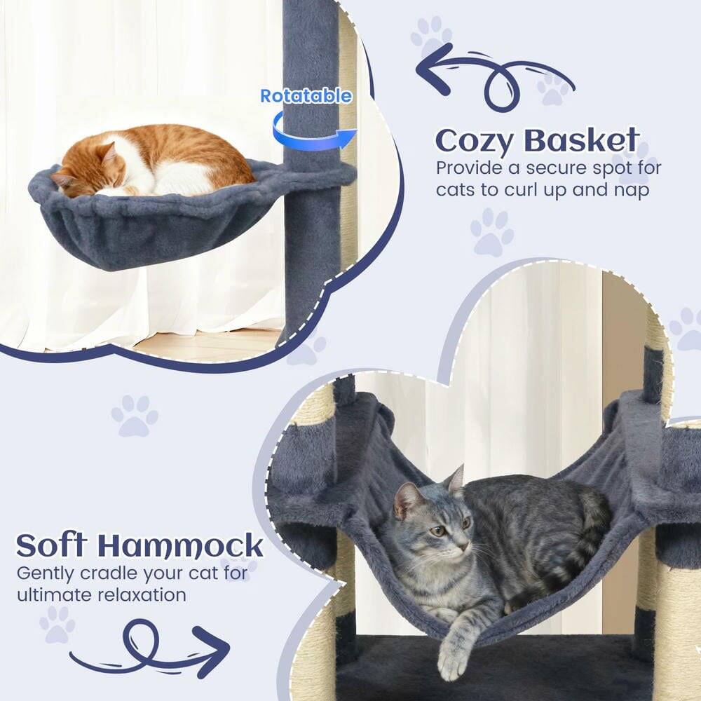 Rotatable Cozy Basket  
Provide a secure spot for cats to curl up and nap  

Soft Hammock  
Gently cradle your cat for ultimate relaxation