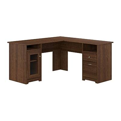 Front. Bush Home - 60W L Shaped Computer Desk with Storage(WC31030K) - Modern Walnut.