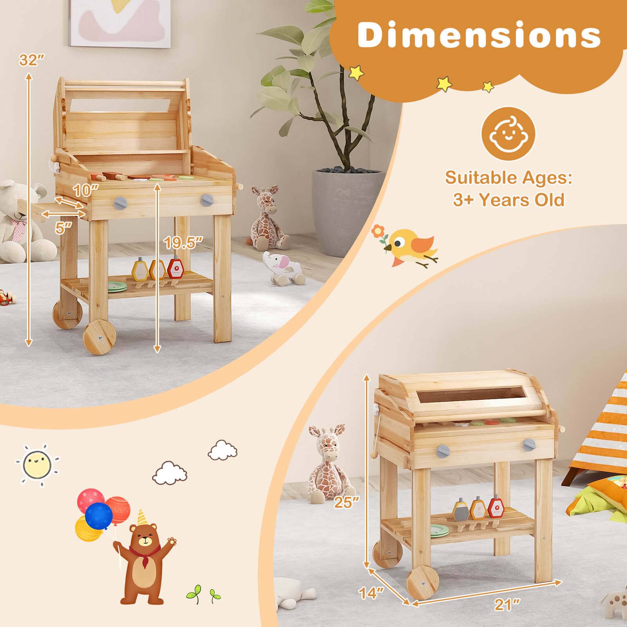Dimensions  
Suitable Ages: 3+ Years Old  

32"  
10"  
5"  
19.5"  
25"  
14"  
21"