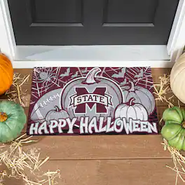 Evergreen Enterprises - Mississippi State Bulldogs 28" x 16" Happy Halloween Turf Door Mat - Multicolor