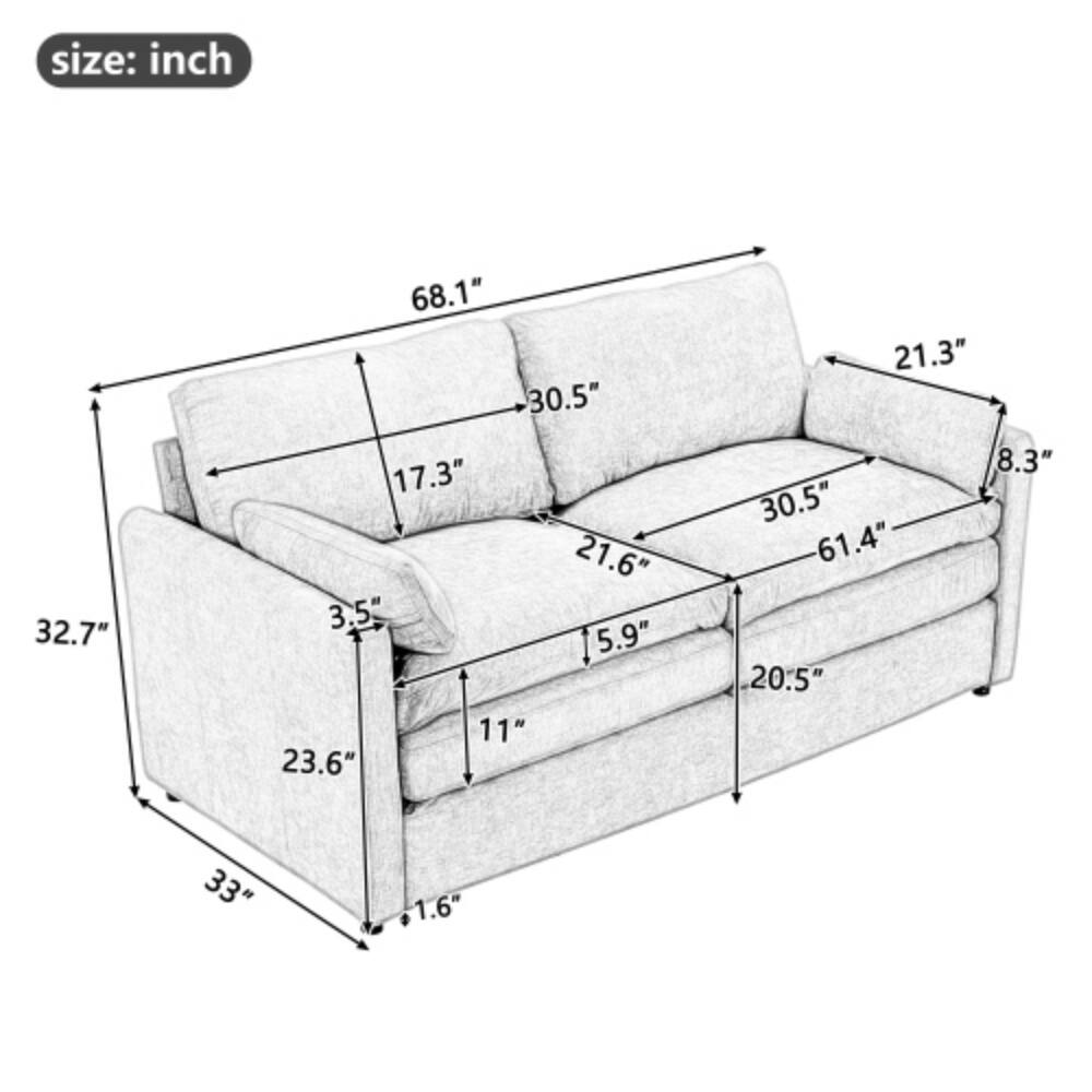 size: inch  
68.1" 30.5" 21.3" 32.7" 17.3" 3.5" 11" 23.6" 21.6" 5.9" 30.5" 61.4" 20.5" 8.3" 33" 1.6"