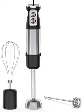 Front. Luckbyte - 3-In-1 Handheld Immersion Blender For Smoothies Baby Food Soups - Silver.
