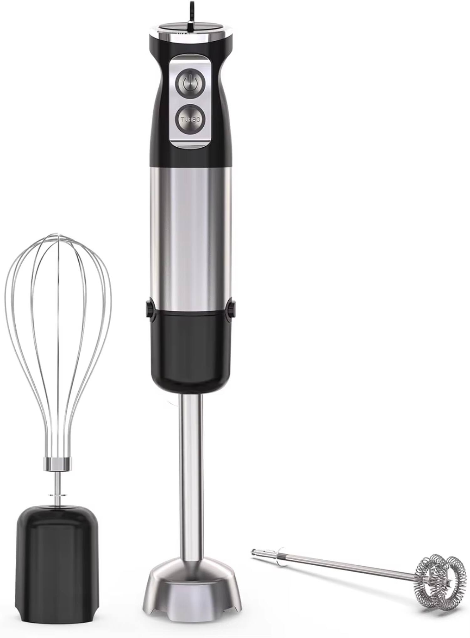 Front. Luckbyte - 3-In-1 Handheld Immersion Blender For Smoothies Baby Food Soups - Silver.