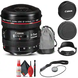 Canon - EF 8-15mm f/4L Fisheye USM Lens (4427B002) + Cap Keeper + More - Black