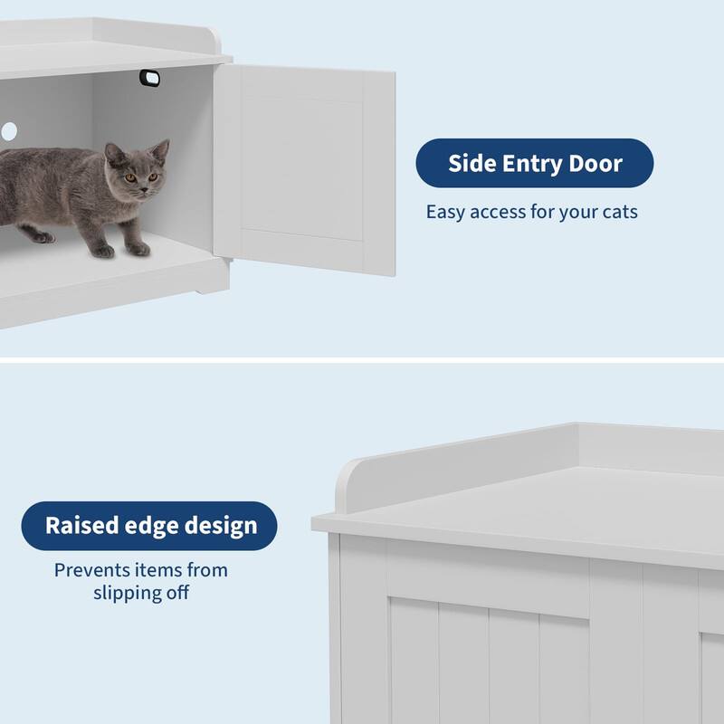 Side Entry Door  
Easy access for your cats  

Raised edge design  
Prevents items from slipping off