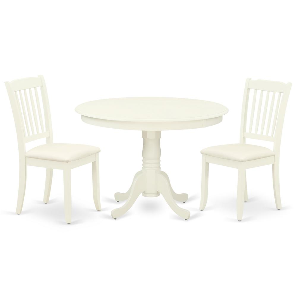 Back. East West Furniture - Dining Room Set Linen White - Brown.