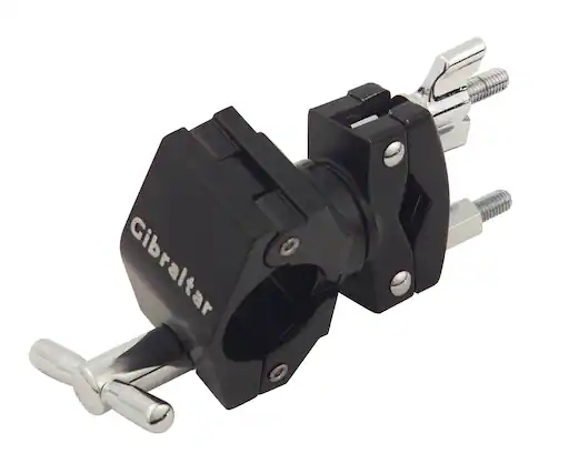 Front. Gibraltar Hardware - Road Series Multi Angle Multi Clamp, Adjustable Drum Rack Clamp for Cymbal Arms, Fits Standard Rack Bars.