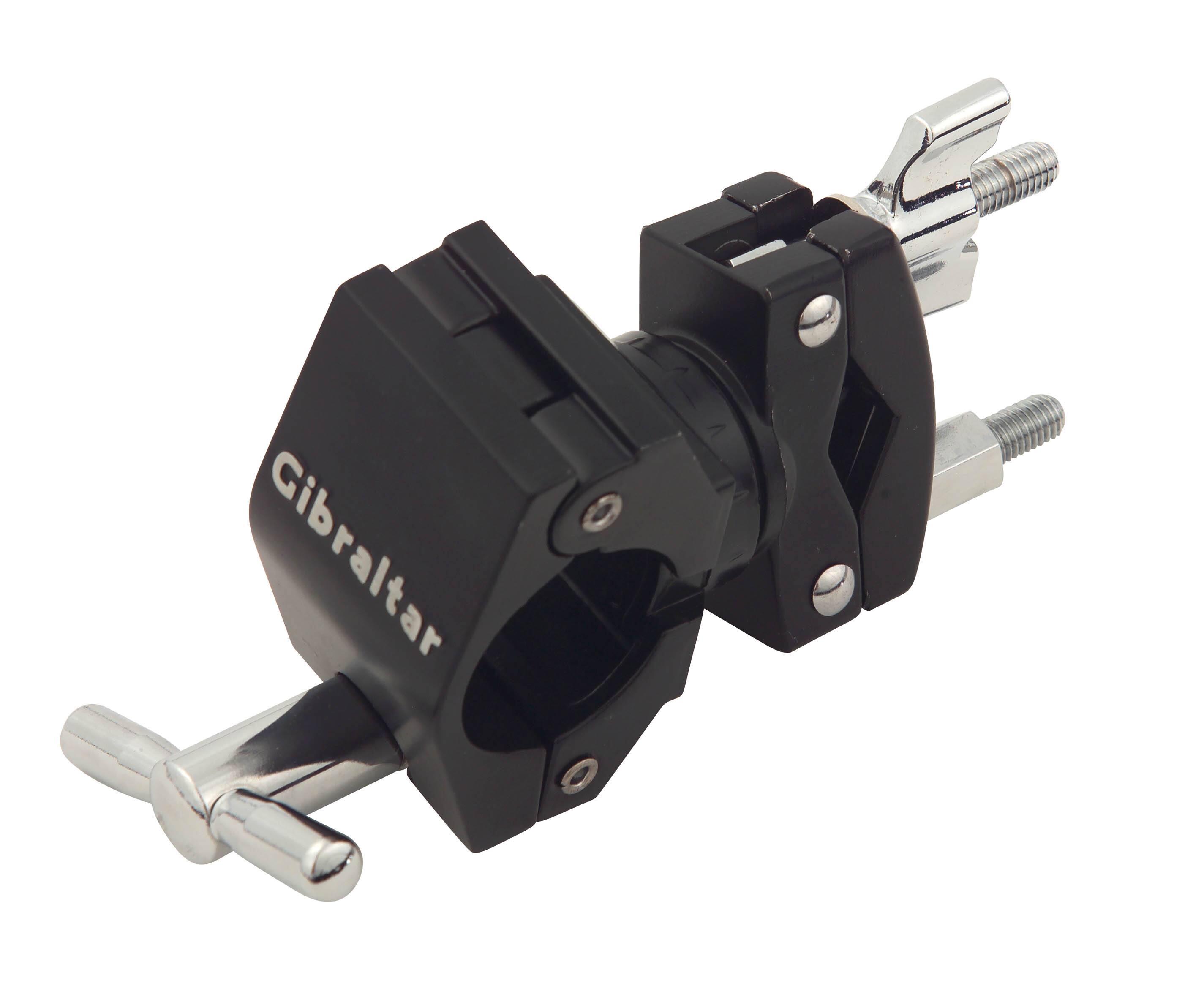 Front. Gibraltar Hardware - Road Series Multi Angle Multi Clamp, Adjustable Drum Rack Clamp for Cymbal Arms, Fits Standard Rack Bars.