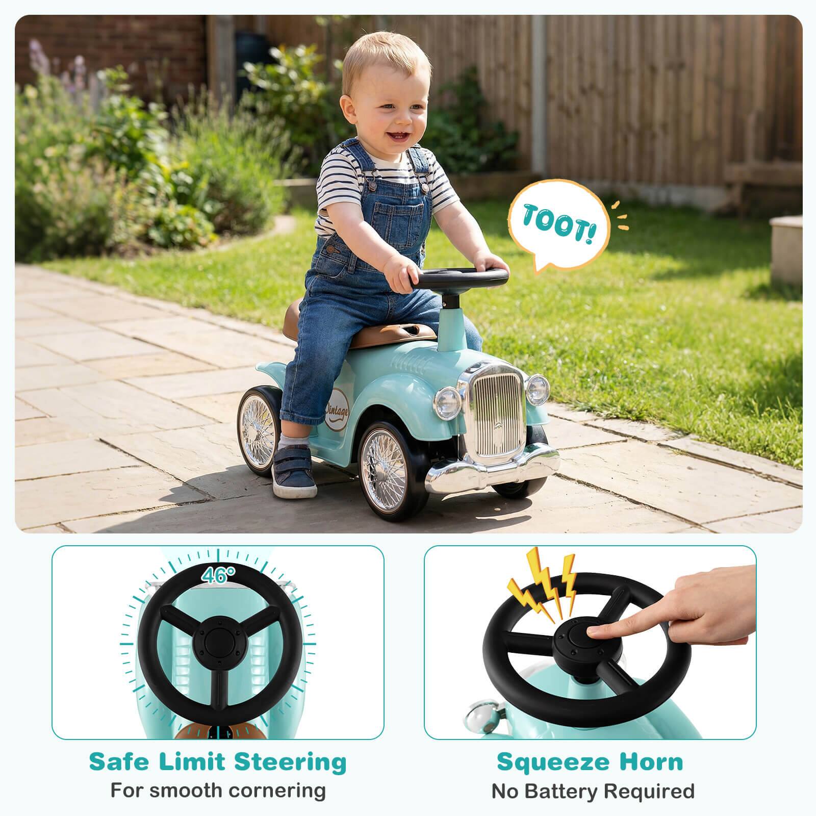 TOOT!  
mlone 46  
Safe Limit Steering  
For smooth cornering  
Squeeze Horn  
No Battery Required