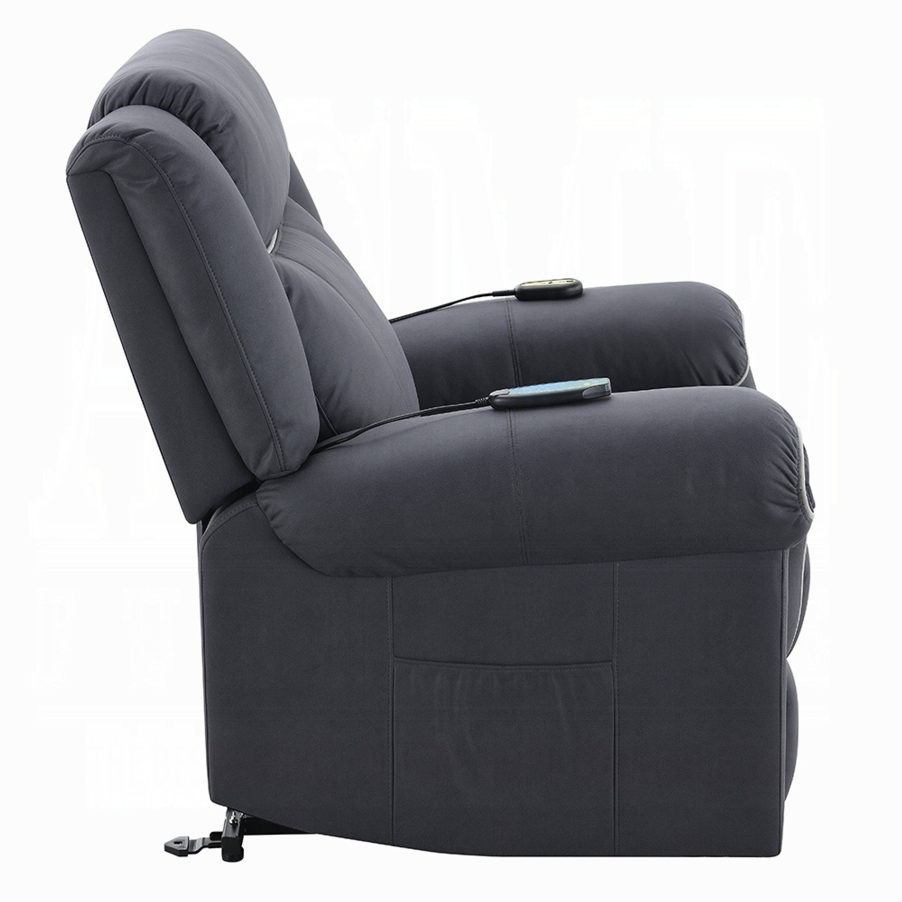 Back. Manhattan Lane - Seru Power Motion Lift and Recliner Chair, Heated Massage, - Dark Gray.